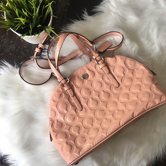 Coach Handbags - COACH PEYTON OP ART EMBOSSED SATCHEL PINK TULLE